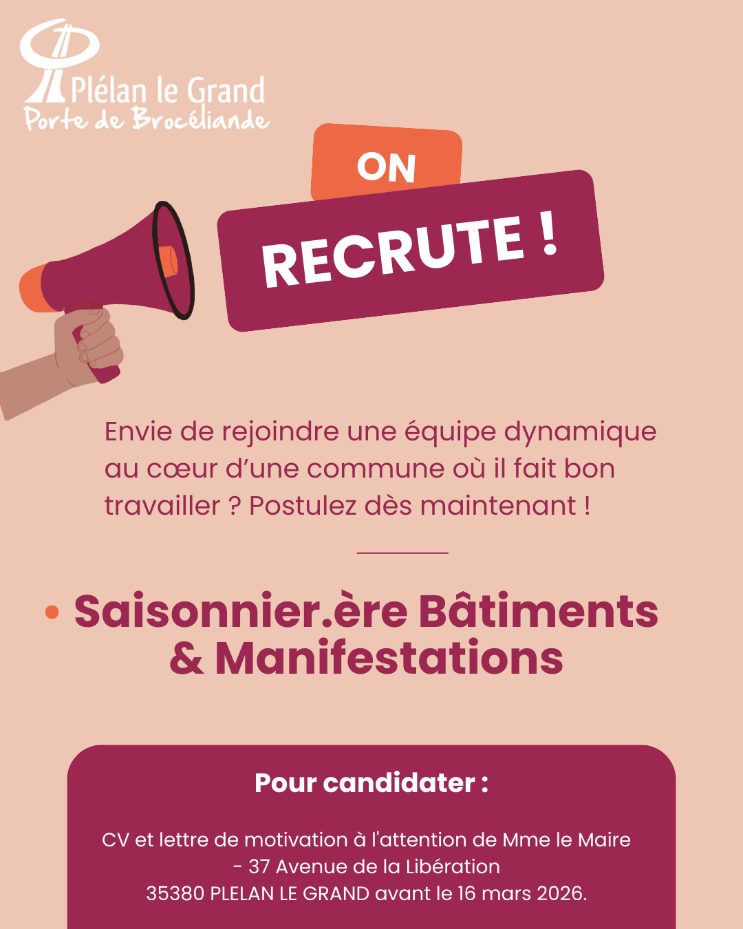 Recrutement Saisonnier Batiment et manifestation