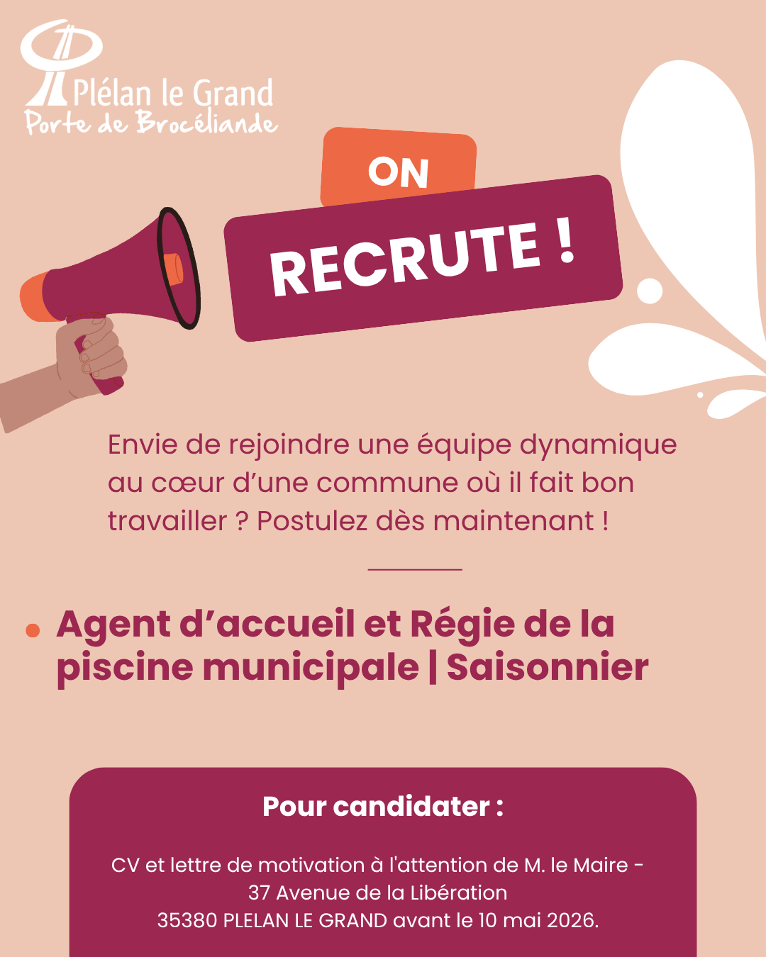 Copie de Publication instagram recrutement entreprise offre emploi moderne classique digital orange bordeaux (1)
