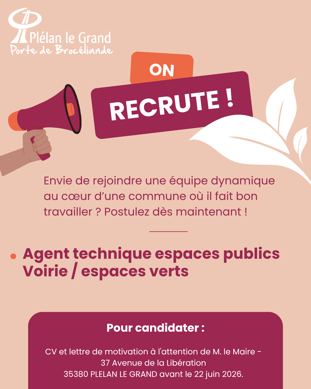 Recrutement Voirie Espaces verts